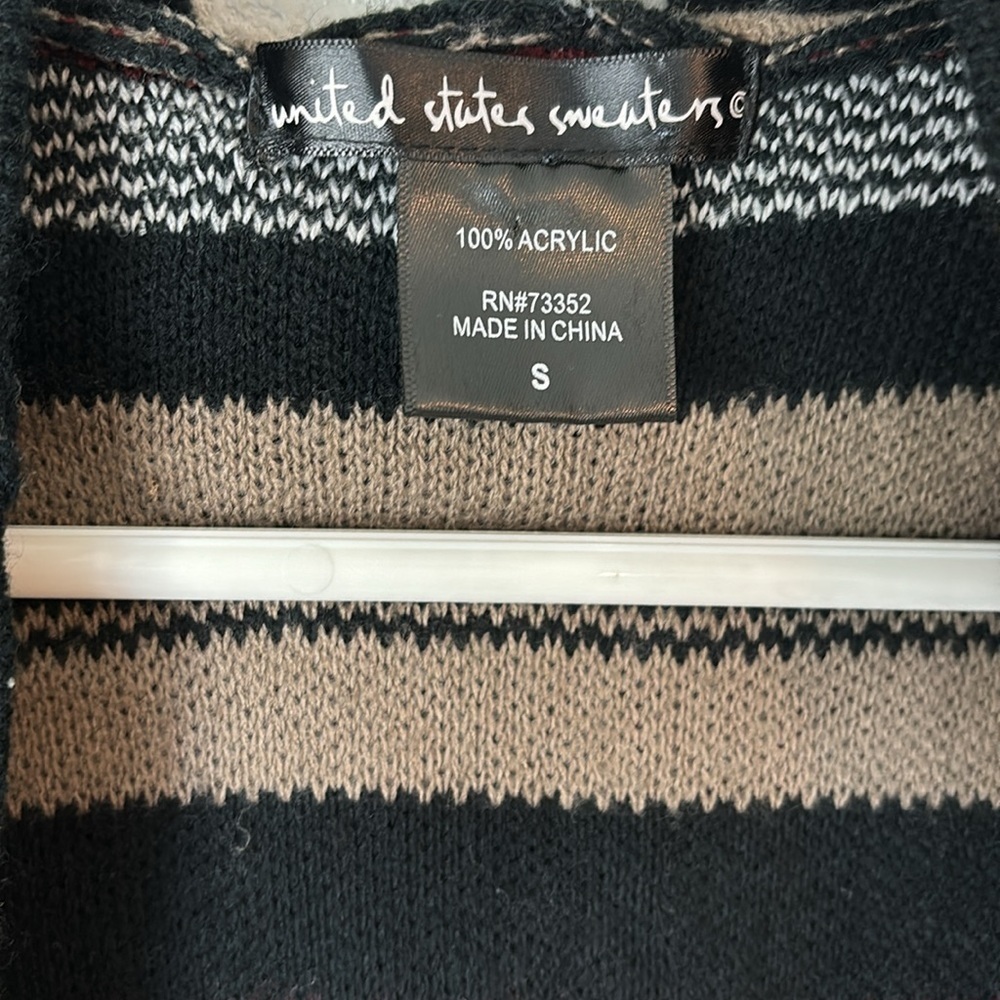 Cardigan Striped Hooded Long Sleeve Small - Picture 2 of 5